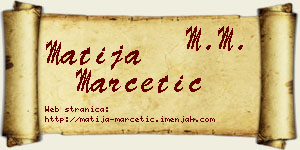 Matija Marčetić vizit kartica